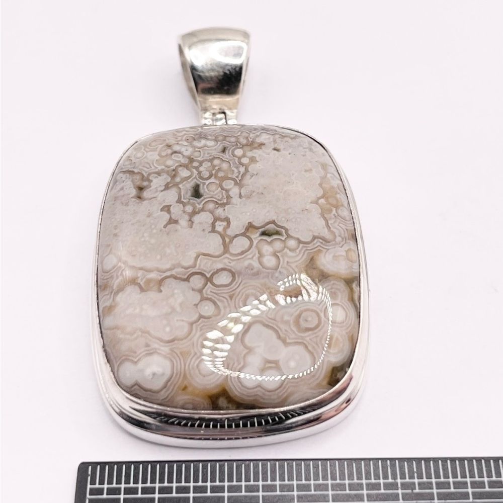 Large Ocean Jasper 925 Solid Sterling Silver Pend… - image 7